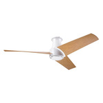 Ambit Flush DC Ceiling Fan - Matte White / Maple