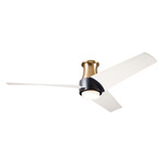 Ambit Flush DC Ceiling Fan - Satin Brass / Matte Black / Whitewash