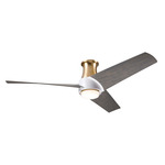 Ambit Flush DC Ceiling Fan - Satin Brass / Matte White / Graywash