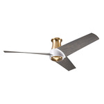 Ambit Flush DC Ceiling Fan - Satin Brass / Matte White / Graywash