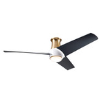 Ambit Flush DC Ceiling Fan - Satin Brass / Matte White / Matte Black