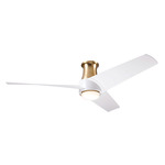 Ambit Flush DC Ceiling Fan - Satin Brass / Matte White / Matte White