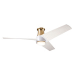 Ambit Flush DC Ceiling Fan - Satin Brass / Matte White / Whitewash