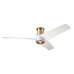 Ambit Flush DC Ceiling Fan - Satin Brass / Matte White / Whitewash