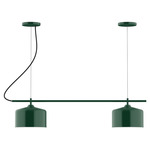 J-Series Julia Cord Hung Linear Multi-Light Pendant - Forest Green