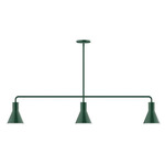 Axis Flare Stem Hung Linear Multi-Light Pendant - Forest Green