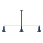 Axis Flare Stem Hung Linear Multi-Light Pendant - Navy