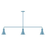 Axis Flare Stem Hung Linear Multi-Light Pendant - Light Blue