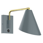 J-Series Jasmine Swing Arm Wall Sconce - Brushed Brass / Slate Gray