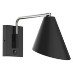 J-Series Jasmine Swing Arm Wall Sconce - Brushed Nickel / Black