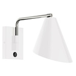 J-Series Jasmine Swing Arm Wall Sconce - Brushed Nickel / White