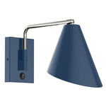 J-Series Jasmine Swing Arm Wall Sconce - Brushed Nickel / Navy