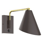 J-Series Jasmine Swing Arm Wall Sconce - Brushed Brass / Architectural Bronze