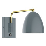 J-Series Jill Swing Arm Wall Sconce - Brushed Brass / Slate Gray