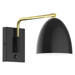 J-Series Jill Swing Arm Wall Sconce - Brushed Brass / Black