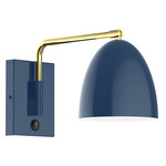 J-Series Jill Swing Arm Wall Sconce - Brushed Brass / Navy