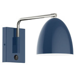 J-Series Jill Swing Arm Wall Sconce - Brushed Nickel / Navy