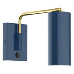 J-Series Jordan Swing Arm Wall Sconce - Brushed Brass / Navy