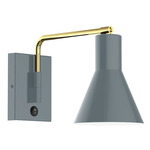 Axis Flare Swing Arm Wall Sconce - Brushed Brass / Slate Gray