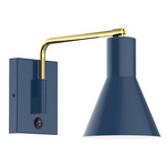 Axis Flare Swing Arm Wall Sconce - Brushed Brass / Navy