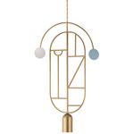 Wooden Dots WD07 Pendant - Brass / White / Light Blue