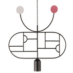 Wooden Dots WD08 Pendant - Graphite / White / Pink