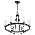 Empire Chandelier - Textured Black / Aged Brass / Clear