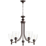 Rossington Chandelier - Oiled Bronze / Clear Seeded