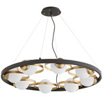 Nimbus Chandelier - Black / Aged Brass / Satin Opal