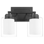 Fort Worth Clear Opal Bathroom Vanity Light - Matte Black / Clear/ Opal