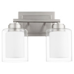Fort Worth Clear Opal Bathroom Vanity Light - Satin Nickel / Clear/ Opal