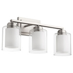 Fort Worth Clear Opal Bathroom Vanity Light - Satin Nickel / Clear/ Opal