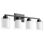 Fort Worth Clear Opal Bathroom Vanity Light - Matte Black / Clear/ Opal
