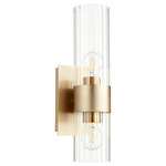 Fort Worth Soft Contemporary Wall Sconce - Aged Brass / Clear