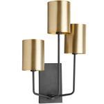 Harmony Triple Wall Sconce - Matte Black / Aged Brass / Aged Brass