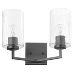 Merrick Bathroom Vanity Light with Crackled Glass - Matte Black / Clear