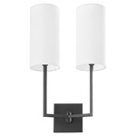 Merrick 2-Light Wall Sconce with Fabric Shades - Matte Black / White