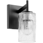 Fort Worth Modern Wall Sconce - Black / Clear Chiseled Glass