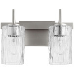 Fort Worth Modern Bathroom Vanity Light - Satin Nickel / Clear Chiseled Glass
