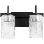 Fort Worth Modern Bathroom Vanity Light - Black / Clear Chiseled Glass