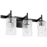 Fort Worth Modern Bathroom Vanity Light - Black / Clear Chiseled Glass