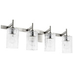 Fort Worth Modern Bathroom Vanity Light - Satin Nickel / Clear Chiseled Glass