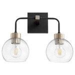 Lacy Soft Contemporary Bathroom Vanity Light - Black / Aged Brass / Clear Seeded