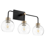 Lacy Soft Contemporary Bathroom Vanity Light - Black / Aged Brass / Clear Seeded