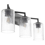 Merrick Bathroom Vanity Light with Crackled Glass - Matte Black / Clear