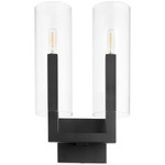 Harbin Double Wall Sconce - Textured Black / Clear