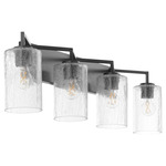 Merrick Bathroom Vanity Light with Crackled Glass - Matte Black / Clear