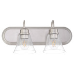 Fort Worth Clear Seeded Bathroom Vanity Light - Satin Nickel / Clear Seeded