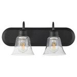 Fort Worth Clear Seeded Bathroom Vanity Light - Black / Clear Seeded
