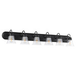 Fort Worth Clear Seeded Bathroom Vanity Light - Black / Clear Seeded